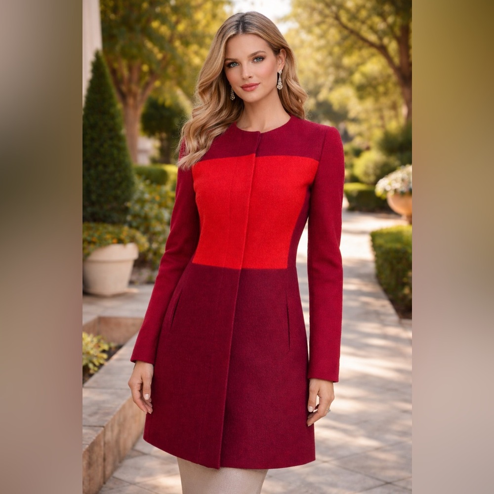 New BCBG Colorblock Wool-Blend Jacket